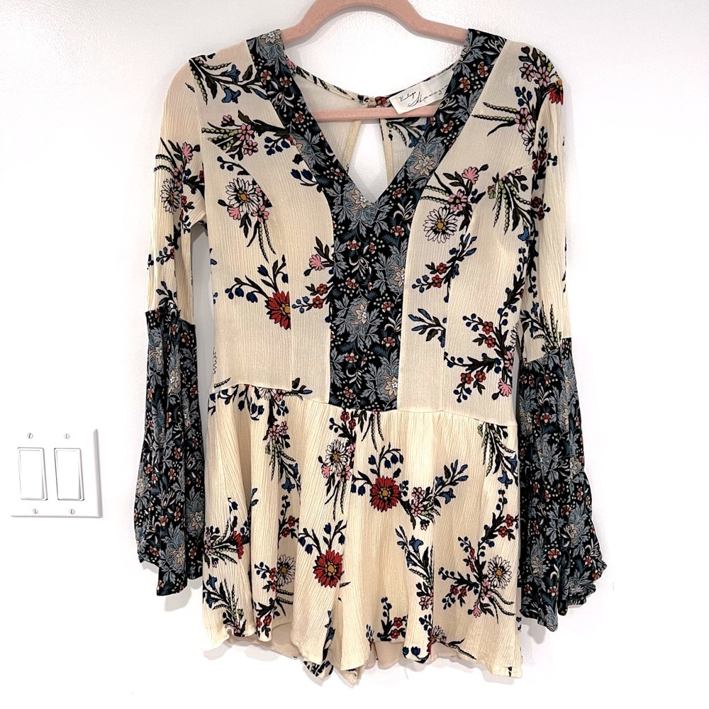 Vintage Havana Floral Romper Long Sleeves Women’s Sz M